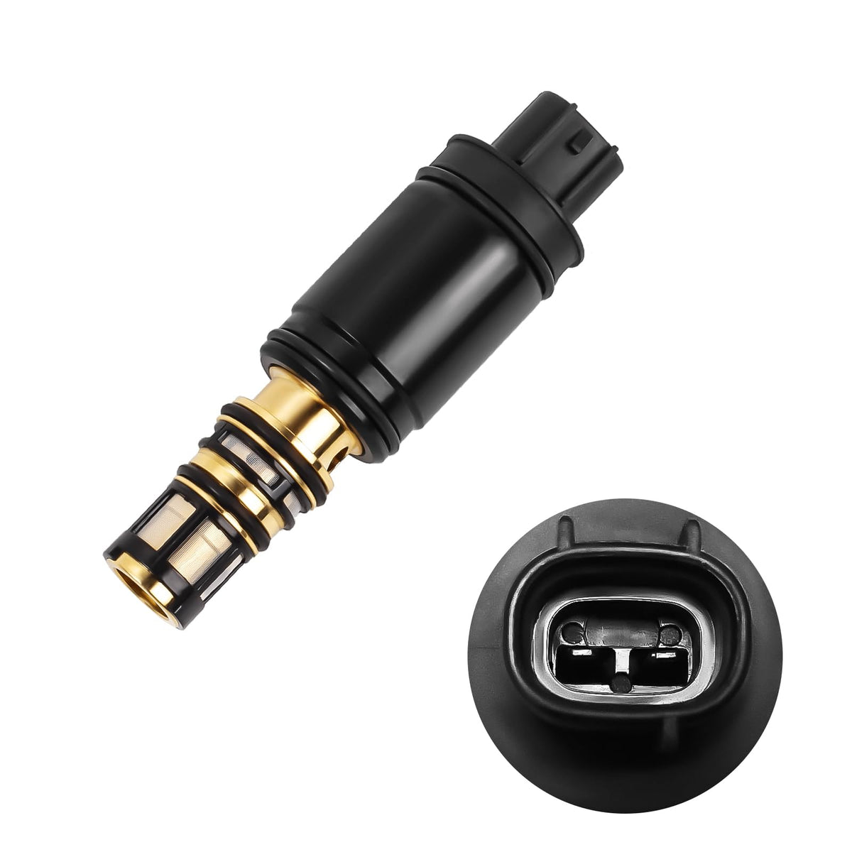 PNKauto upgraded AC solenoid valve close-up showing compact connector for Toyota cooling control.