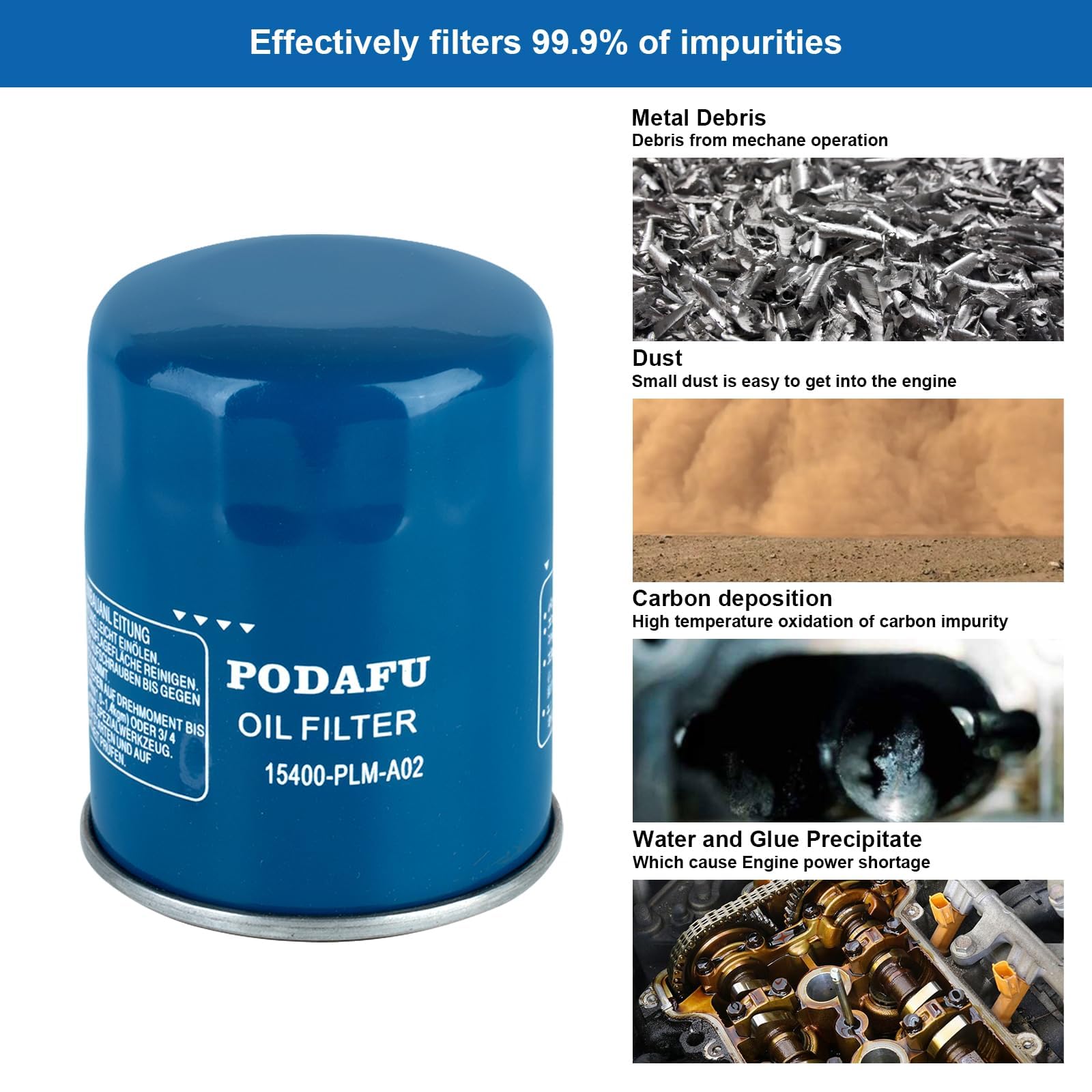 Podafu oil filter closeup for Acura TLX, ready for installation.