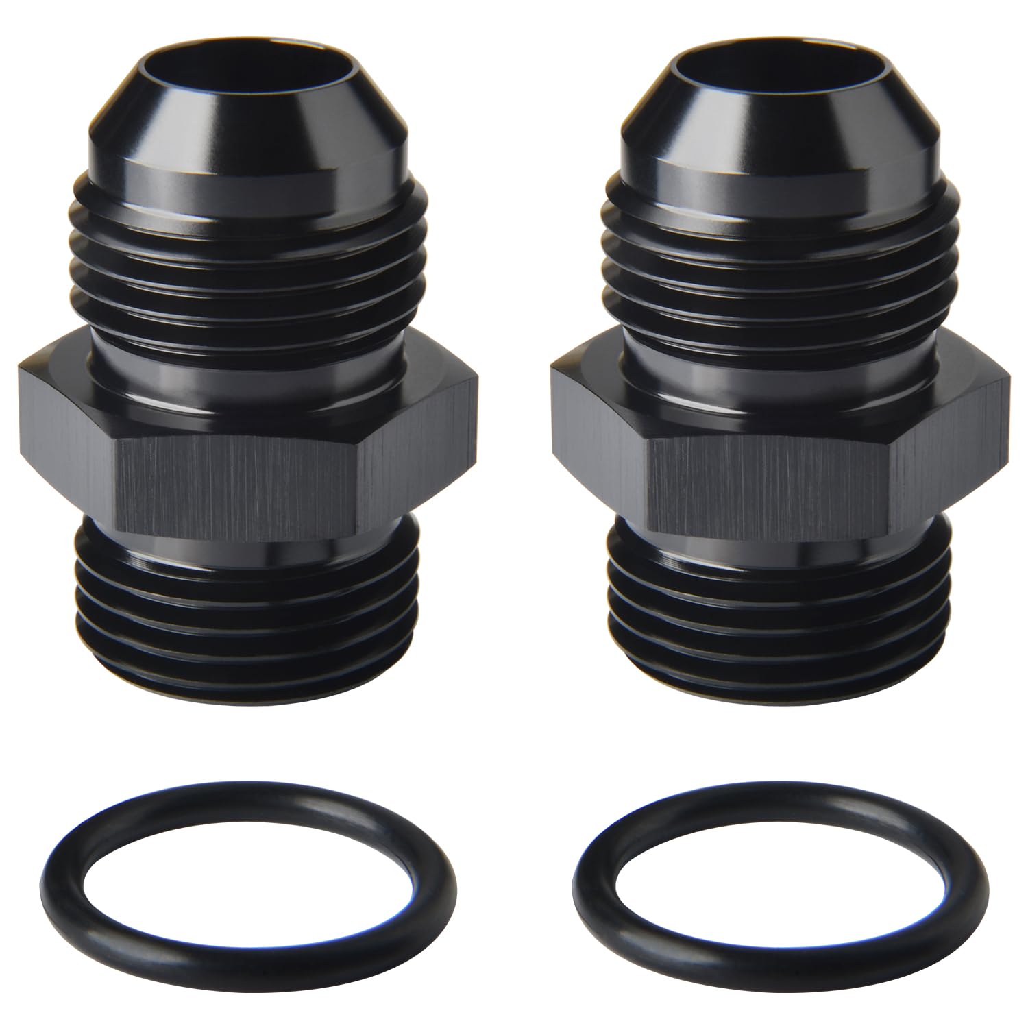 Podavelle 10AN flare to 10AN ORB O-ring rail adapter in black for precise fuel line connections.