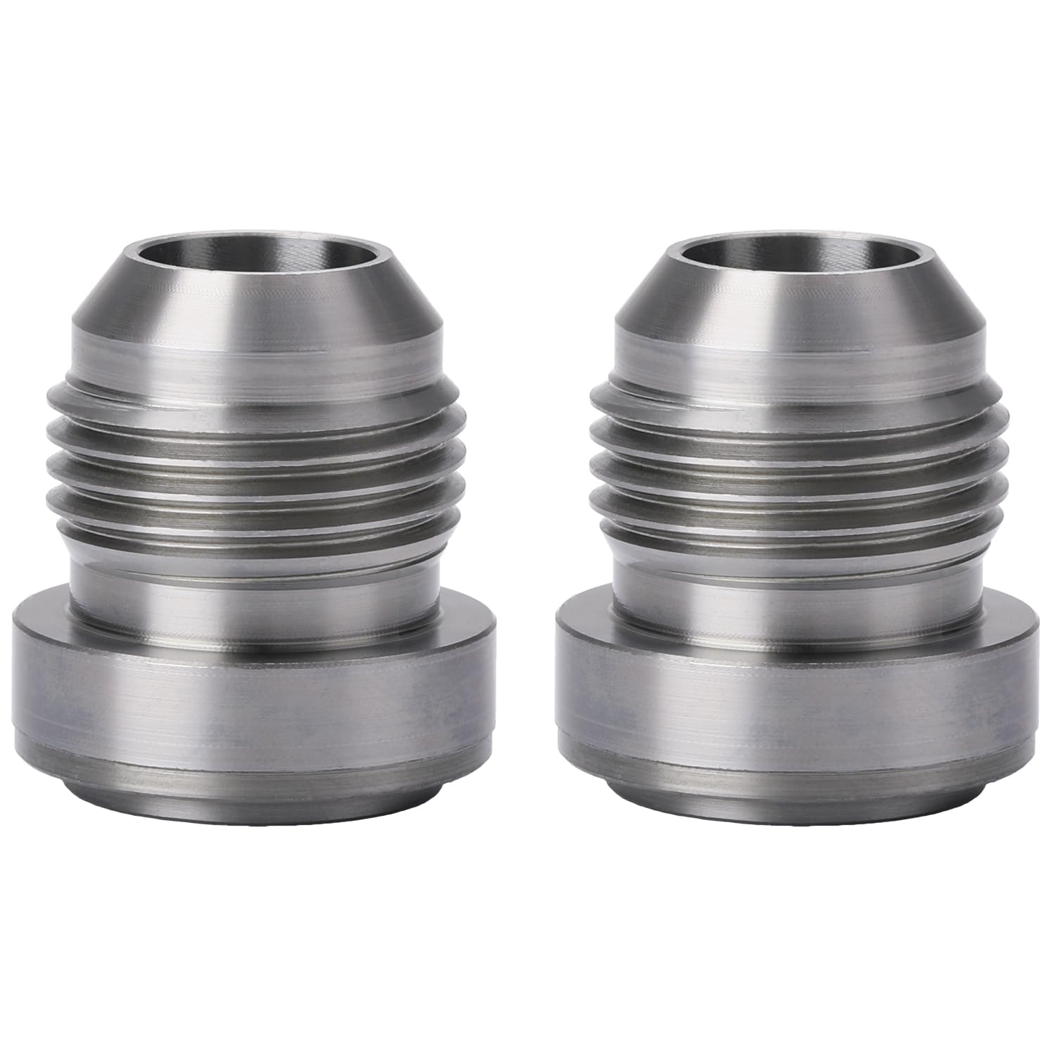 Podavelle 10AN weld bung mounting feature showing stepped end for easy installation.