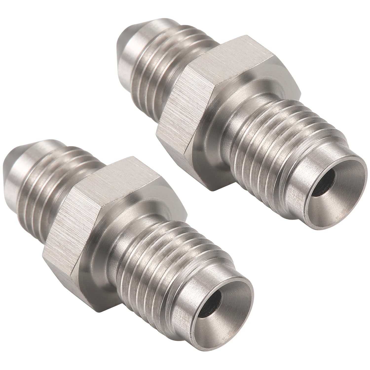 Podavelle 3AN adapter pack close-up, robust stainless steel construction for durable brake line connections.