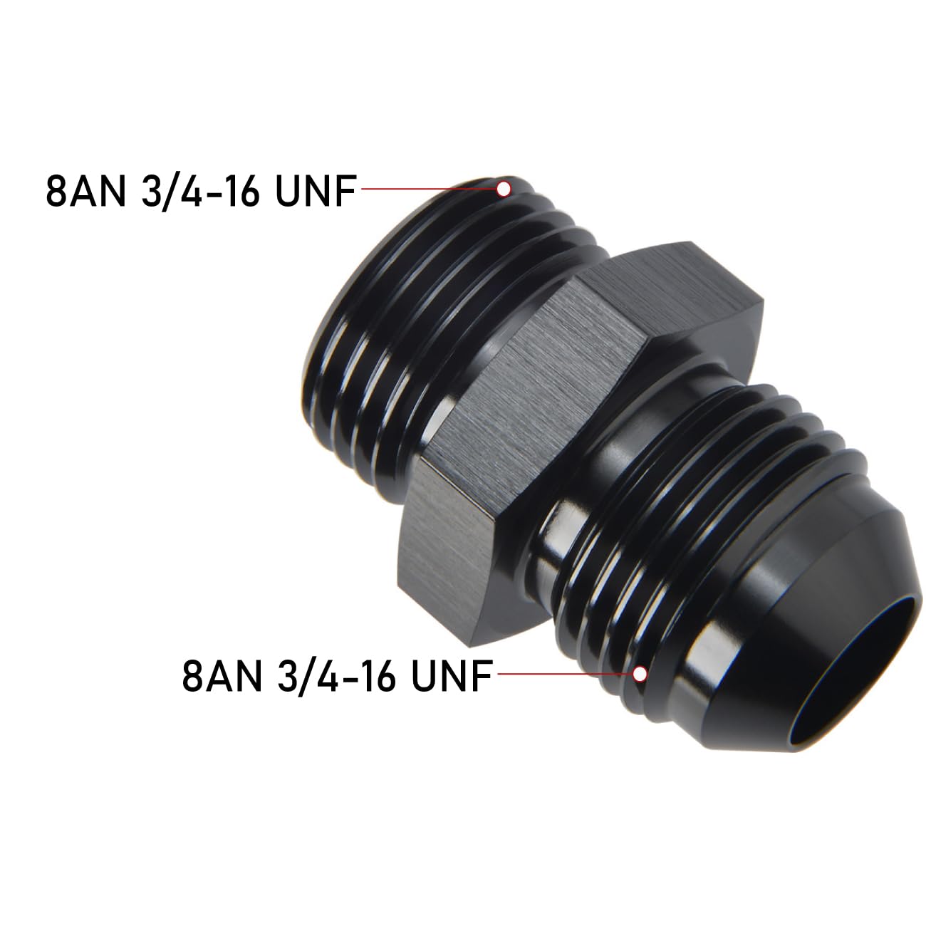 Close-up of Podavelle 6061-T6 aluminum adapter with anodized black finish
