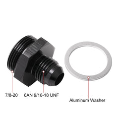 Podavelle 6AN adapter kit in black anodized aluminum for versatile fuel line upgrades.