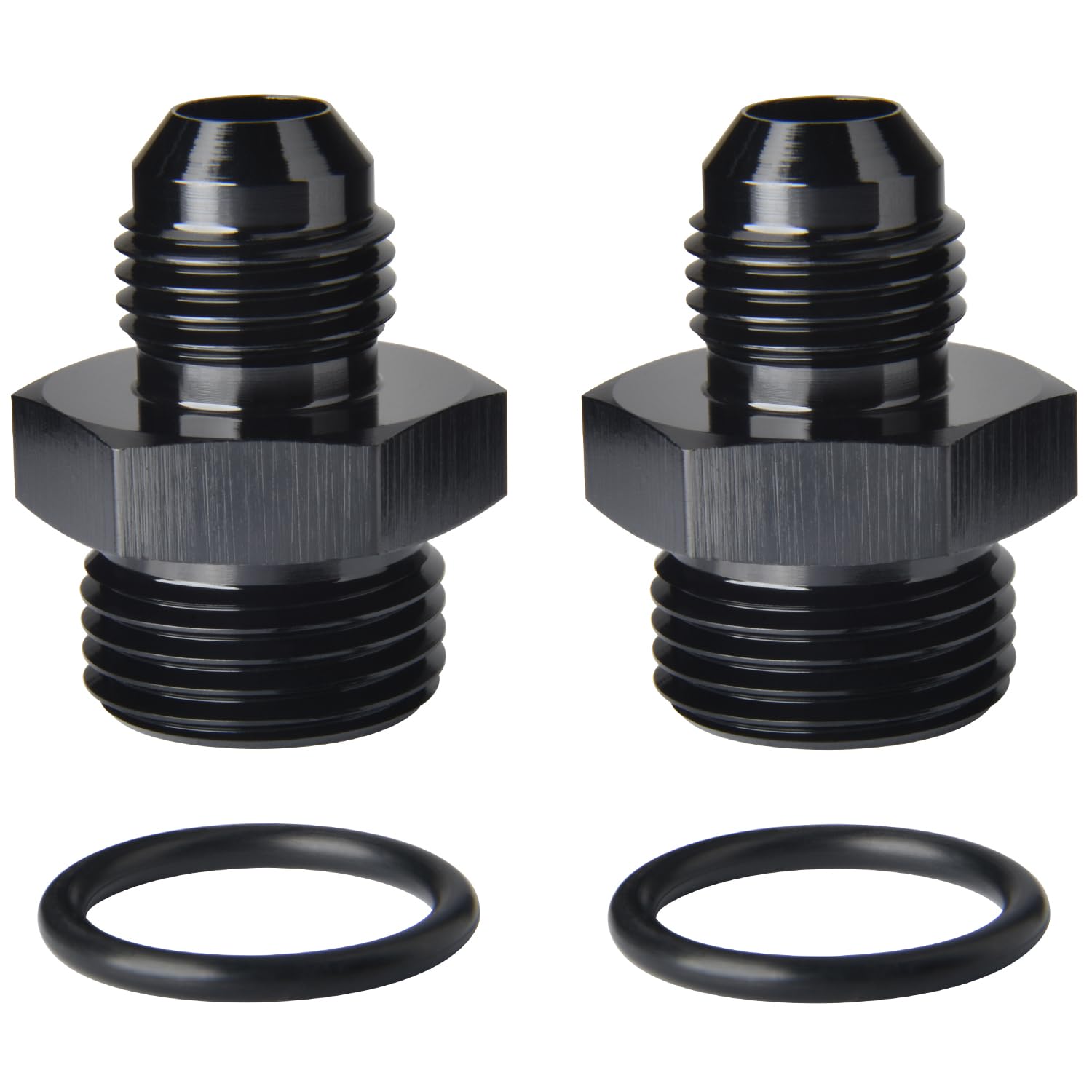 Podavelle 6AN flare to 8AN ORB adapter in black for reliable fuel line connections