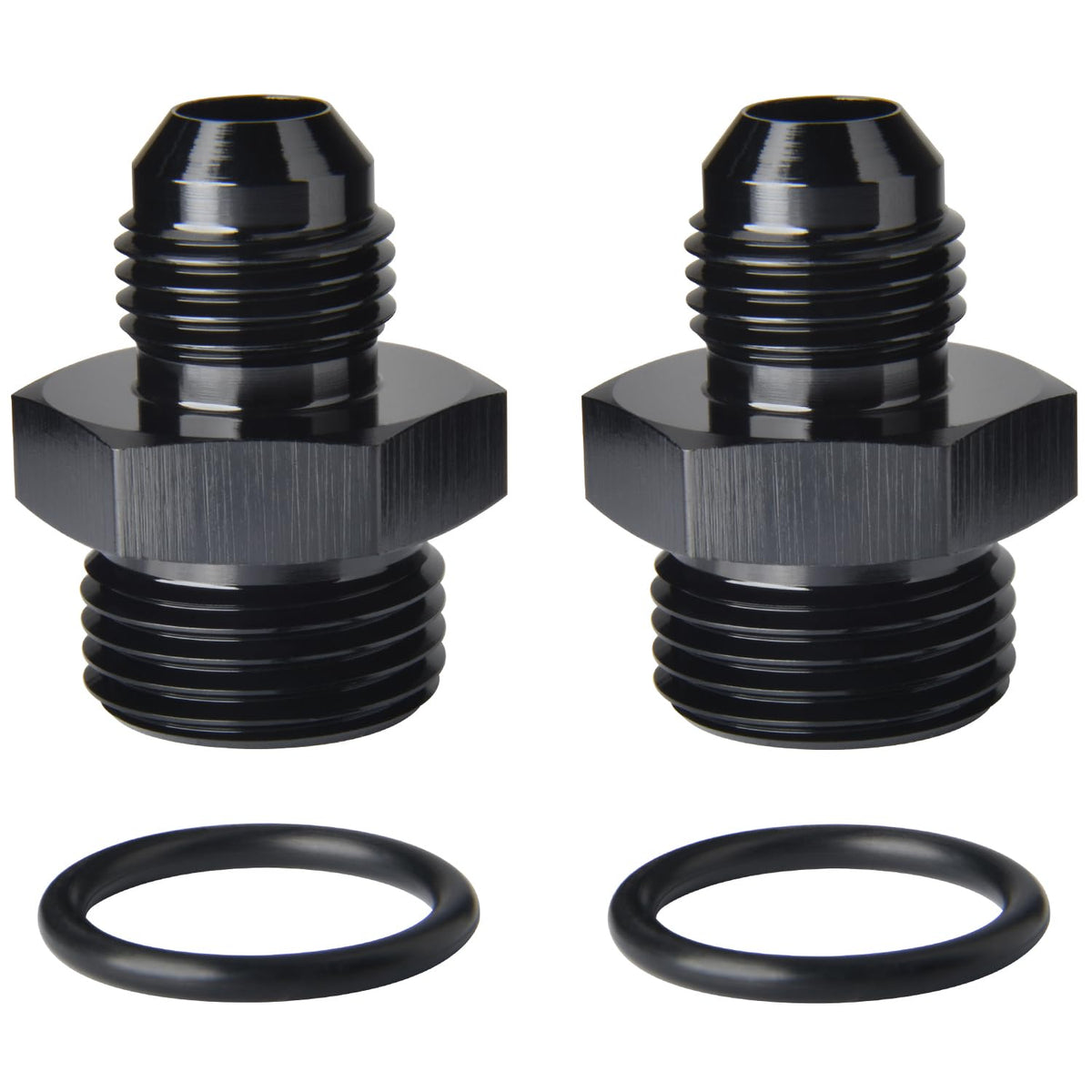 Podavelle 6AN flare to 8AN ORB adapter in black for reliable fuel line connections
