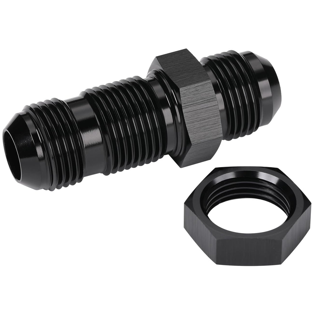 Podavelle anodized black finish bulkhead fitting, durable and corrosion resistant.