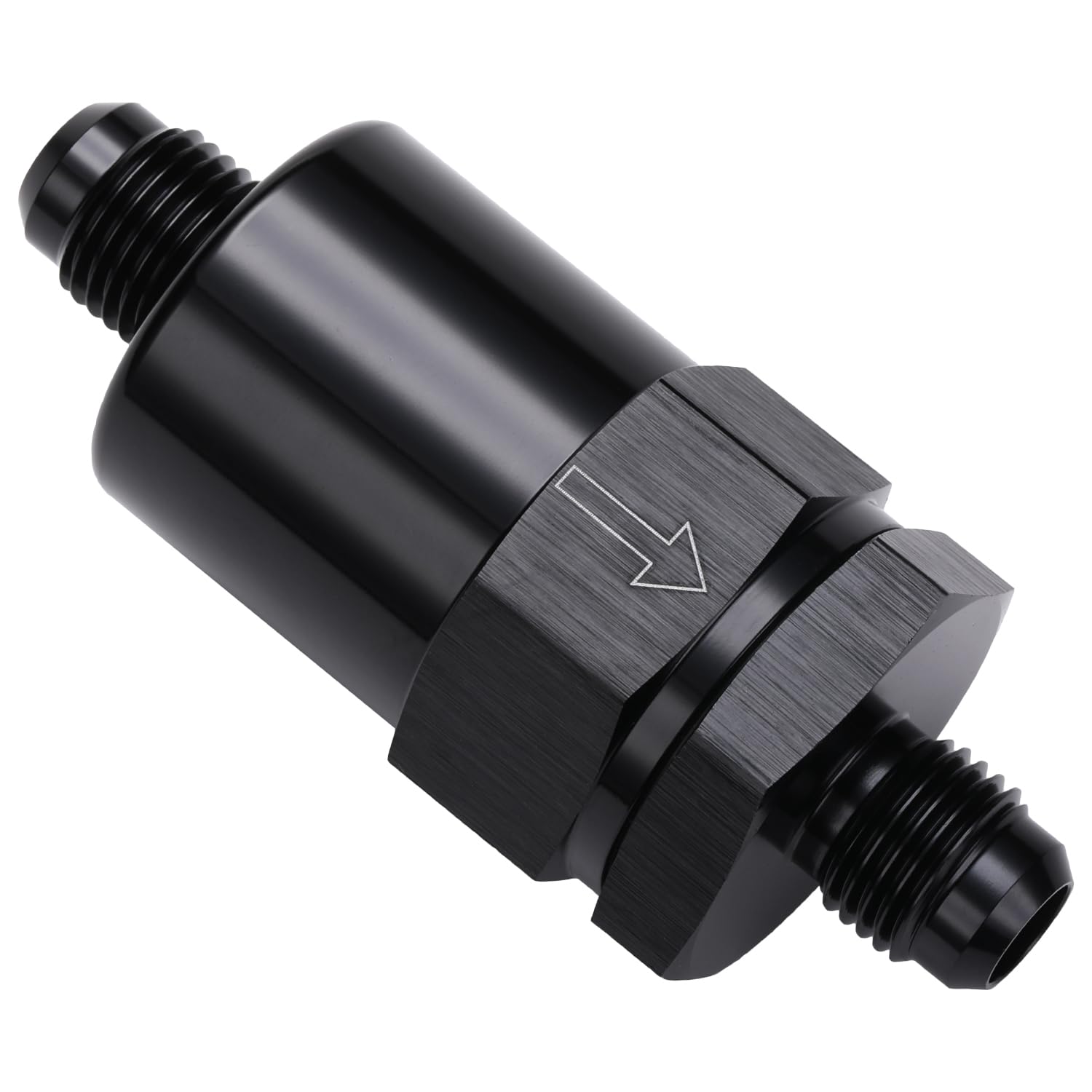 Podavelle billet inline fuel filter housing for clean fuel flow to EFI and carb systems