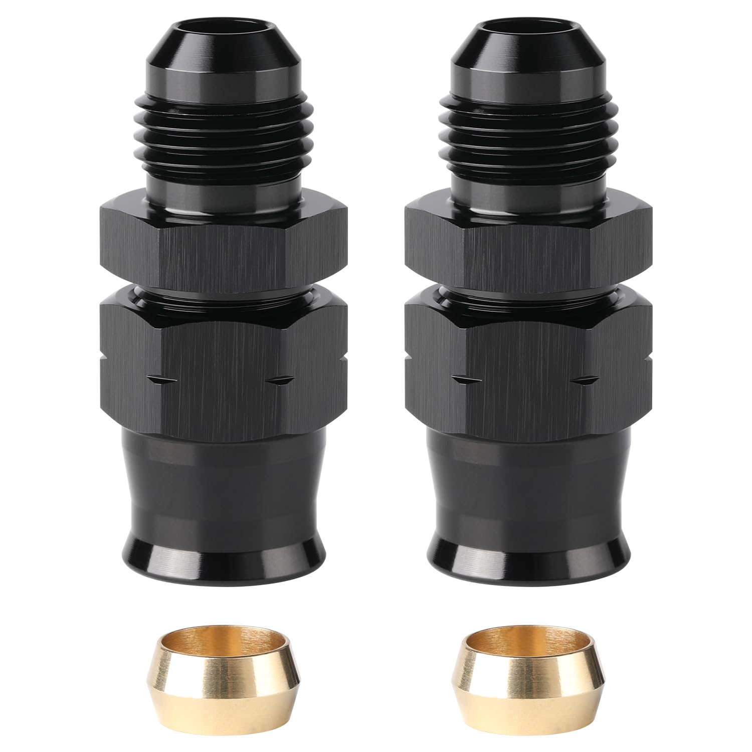 Podavelle compression-style AN adapter connection for easy hose-to-hardline setups.