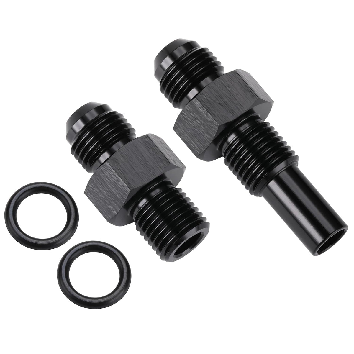 Podavelle front 6AN fitting for 1/4 NPSM cooler line on a 4L80E transmission