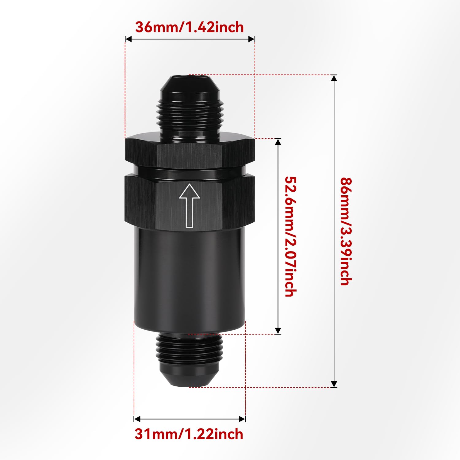 Podavelle inline fuel filter assembly with -8 AN fittings for EFI systems