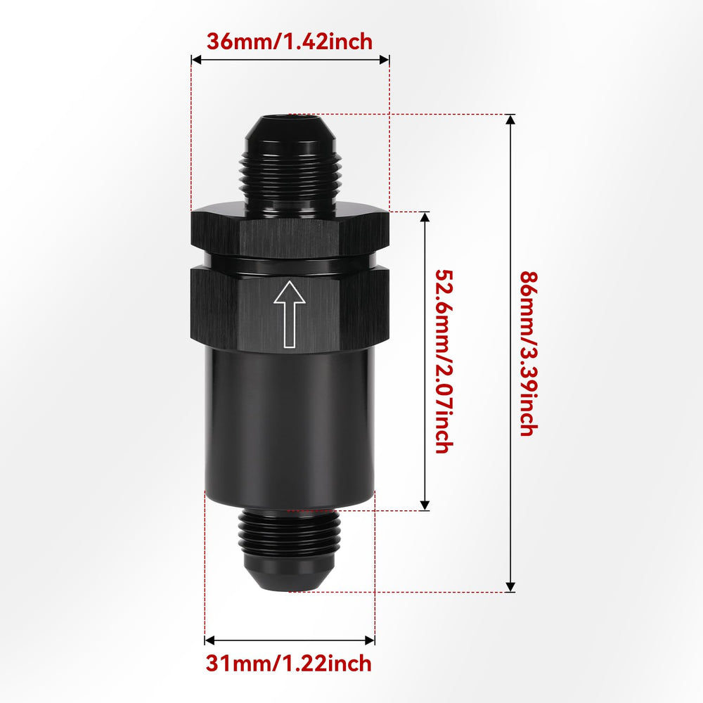 Podavelle inline fuel filter assembly with -8 AN fittings for EFI systems