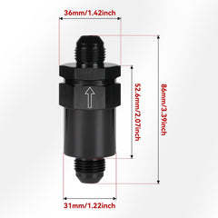 Podavelle inline fuel filter assembly with -8 AN fittings for EFI systems