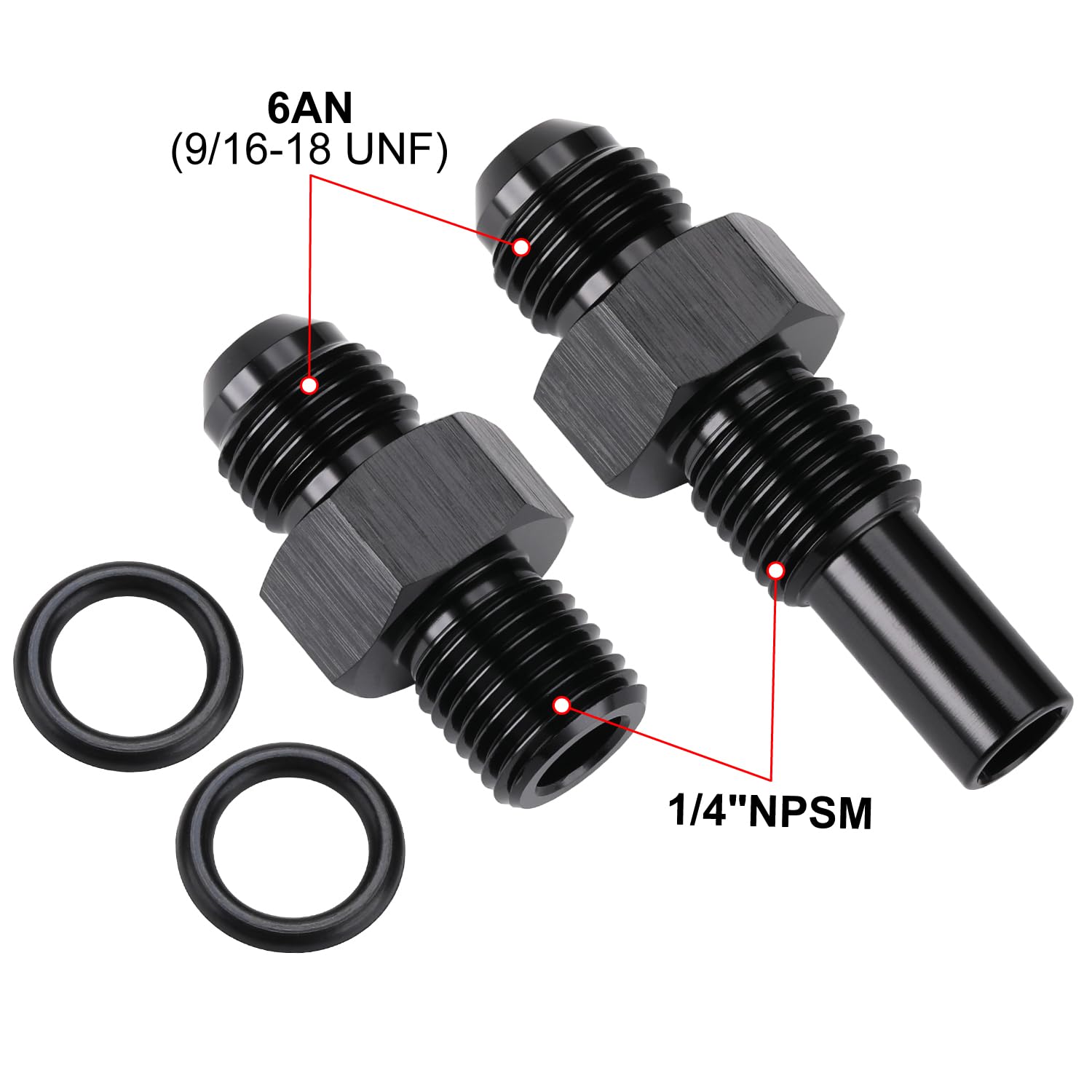 Podavelle rear 6AN fitting for 1/4 NPSM cooler line on a 4L80E transmission