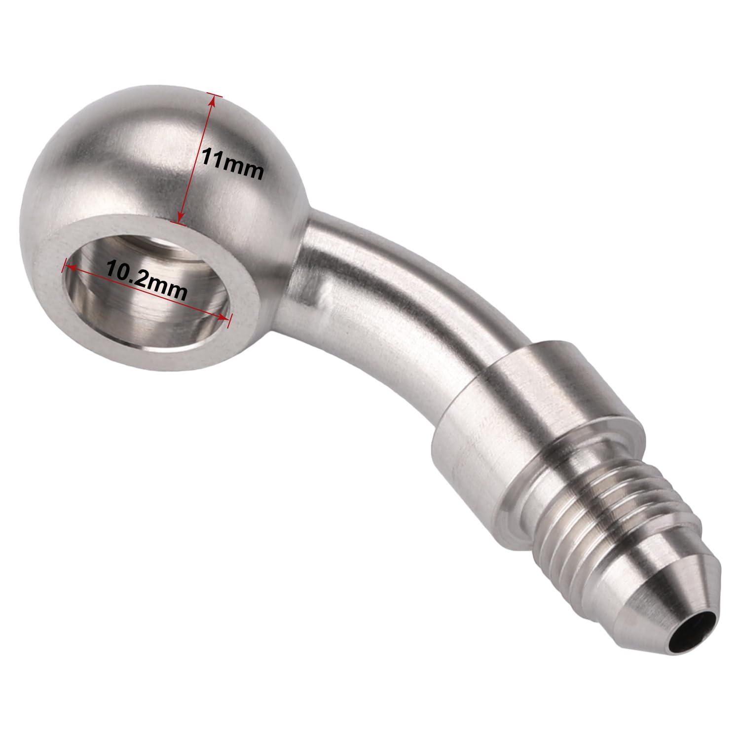 Podavelle stainless steel brake fitting close-up highlighting polished surface