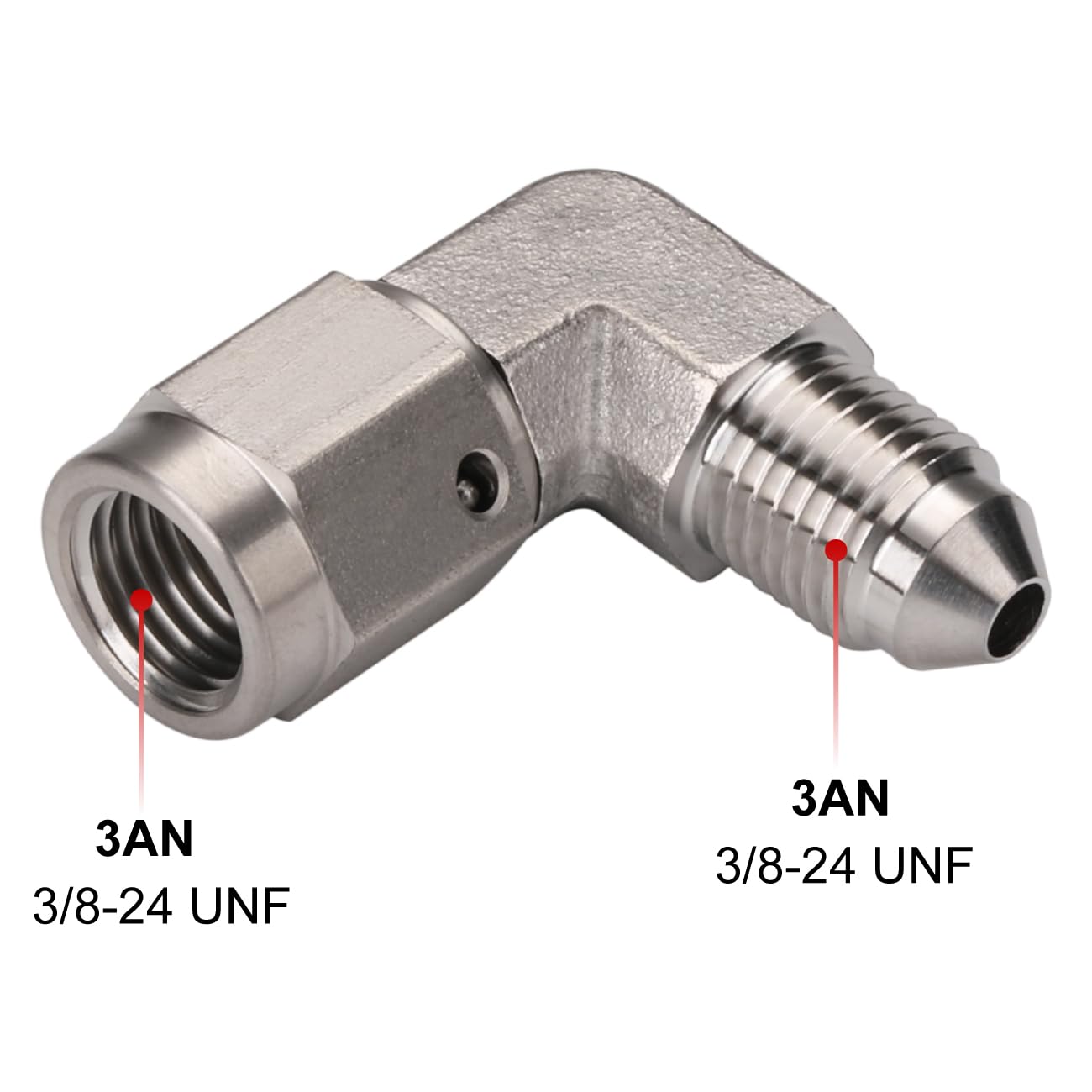Podavelle stainless steel 3AN female to male connector for durable line connections.