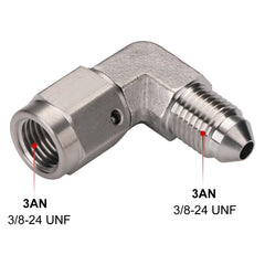 Podavelle stainless steel 3AN female to male connector for durable line connections.