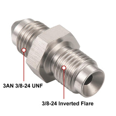 Podavelle stainless steel brake adapter close-up highlighting precision threads and fit.