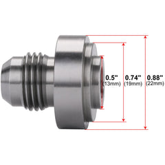 Podavelle steel weld bung assembly illustrates precise CNC machining and sealed connections.