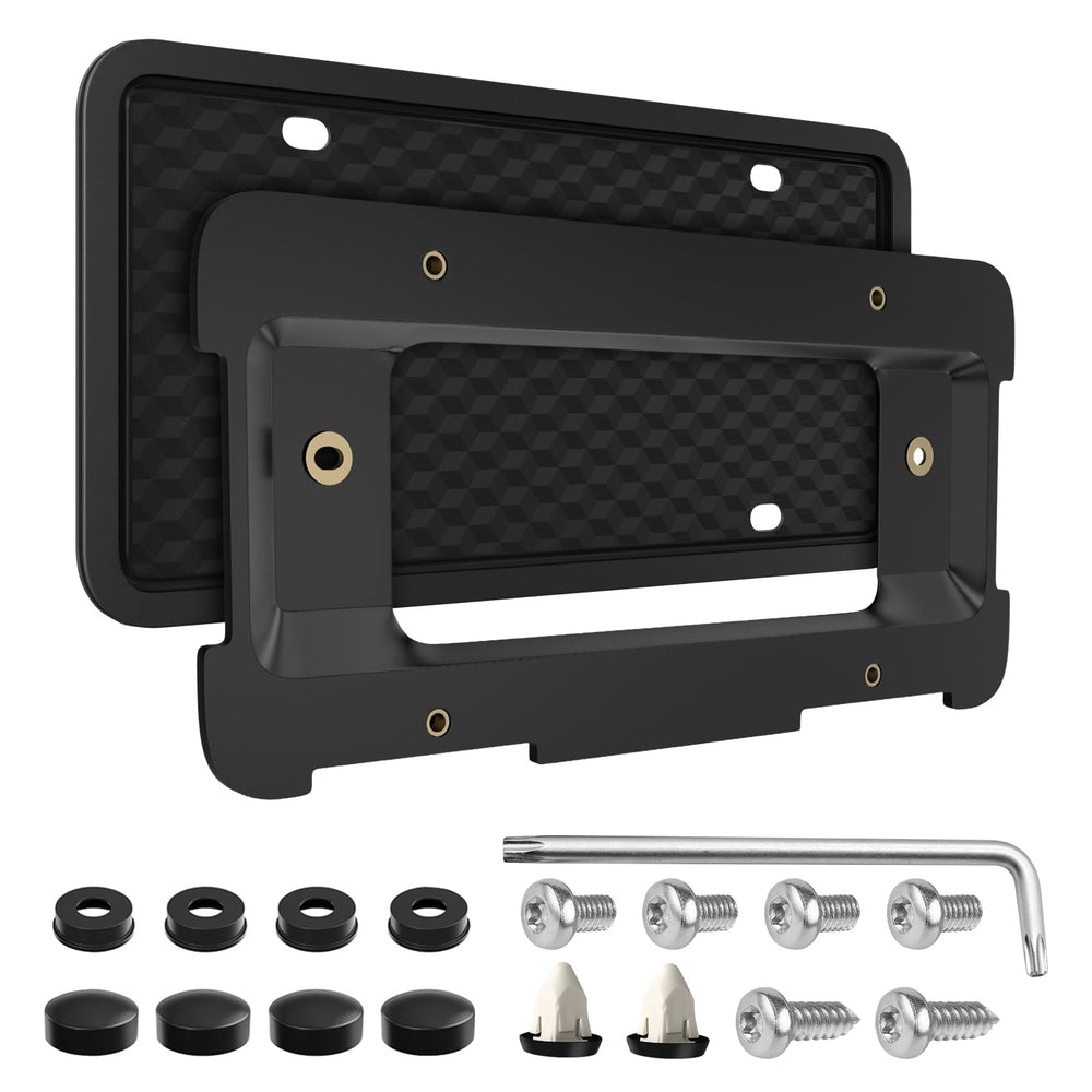 Podestaa license plate frame for BMW enhances rear plate aesthetics and security.