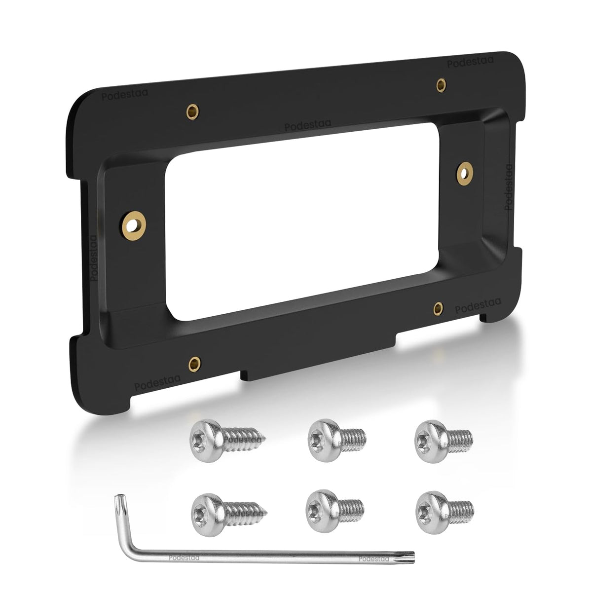 Podestaa rear license plate bracket close-up in durable ABS material for weather resistance.