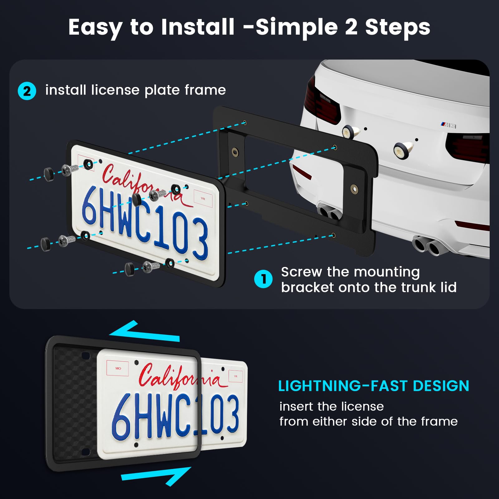 Podestaa TPU license plate frame provides scratch protection.
