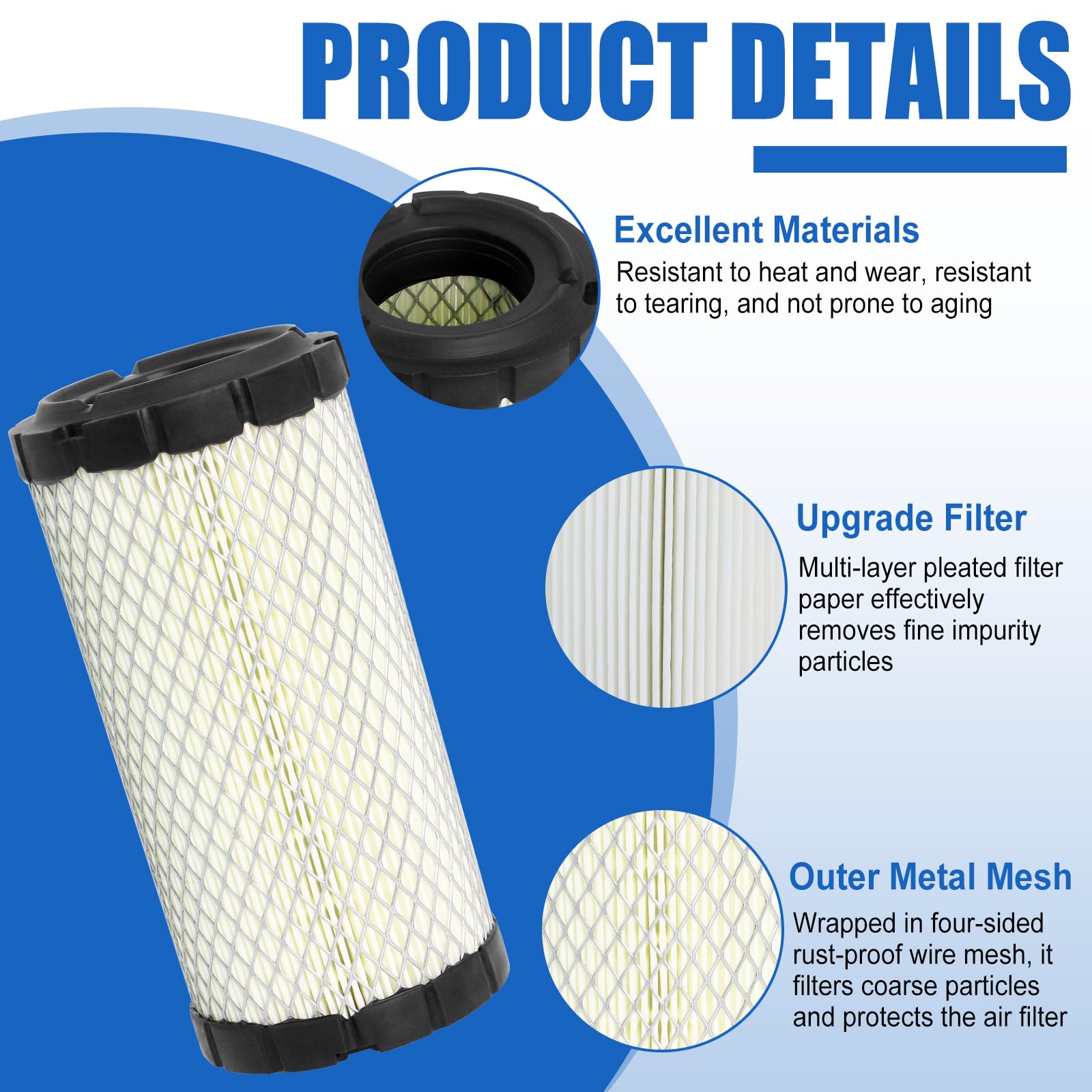 Podoy AF25550 air filter compatible with Kawasaki and Deere models.