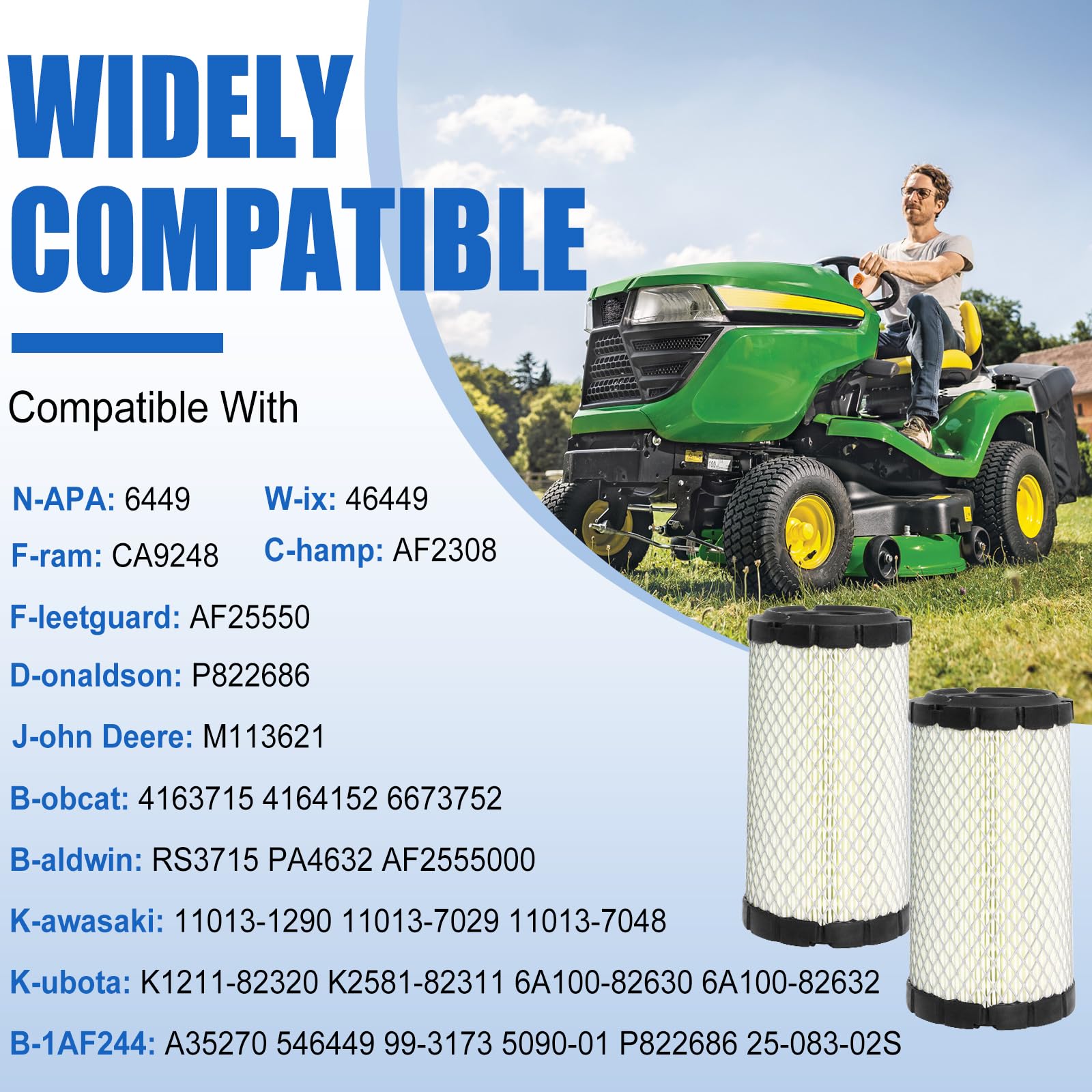 Podoy AF25550 air filter showing multi-layer pleated media.
