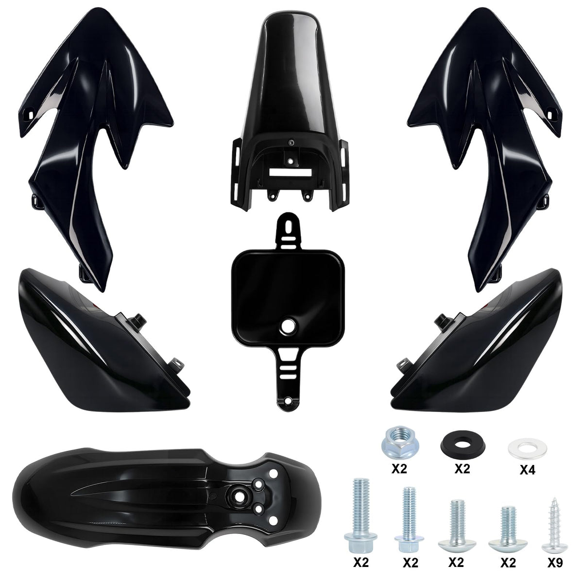 Podoy CRF50 front fender; rugged ABS protection for muddy trails.