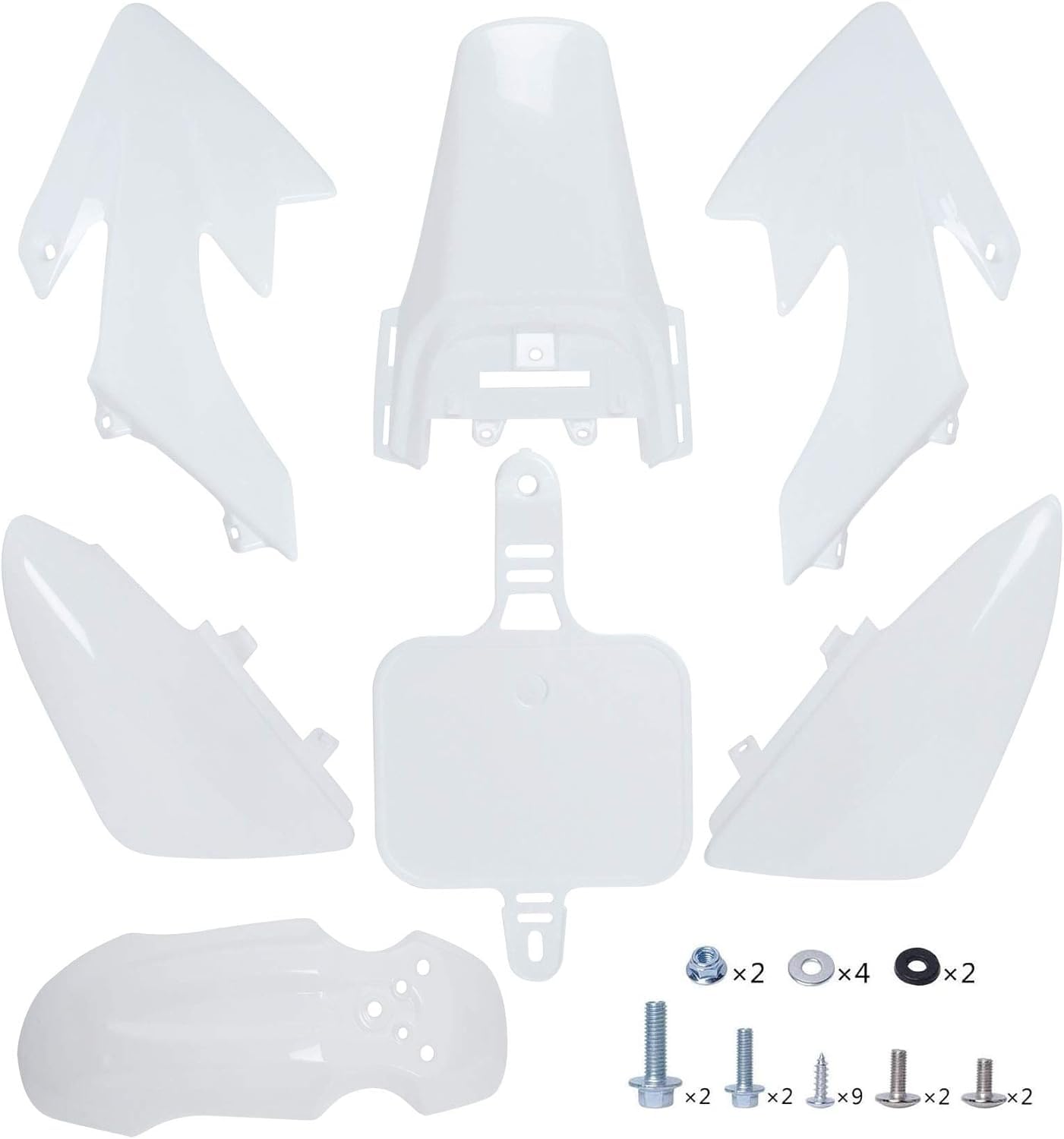 Podoy CRF50 front fender in white ABS plastic for XR50 trail bike.
