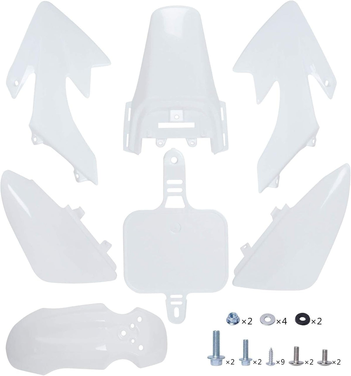 Podoy CRF50 front fender in white ABS plastic for XR50 trail bike.