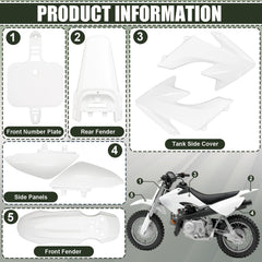 Podoy CRF50 rear fender protecting the rear wheel on dirt trails.