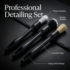 Poejeh black graded boar brush cleans leather surfaces safely