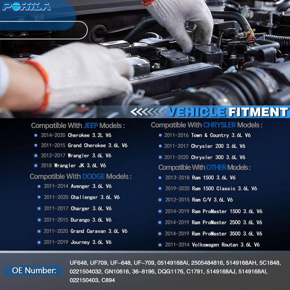 POHILA compatibility chart image shows broad 3.6L V6 vehicle coverage