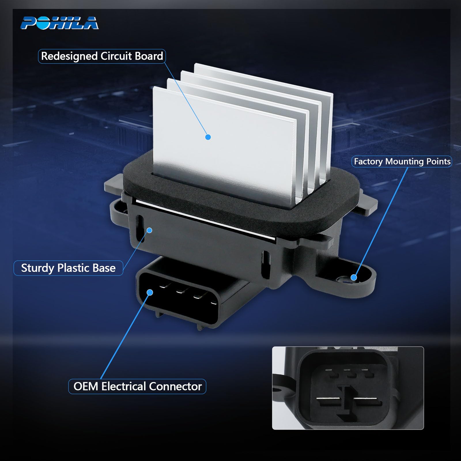 POHILA resistor in-car installation scene demonstrates easy fitment in dashboard area