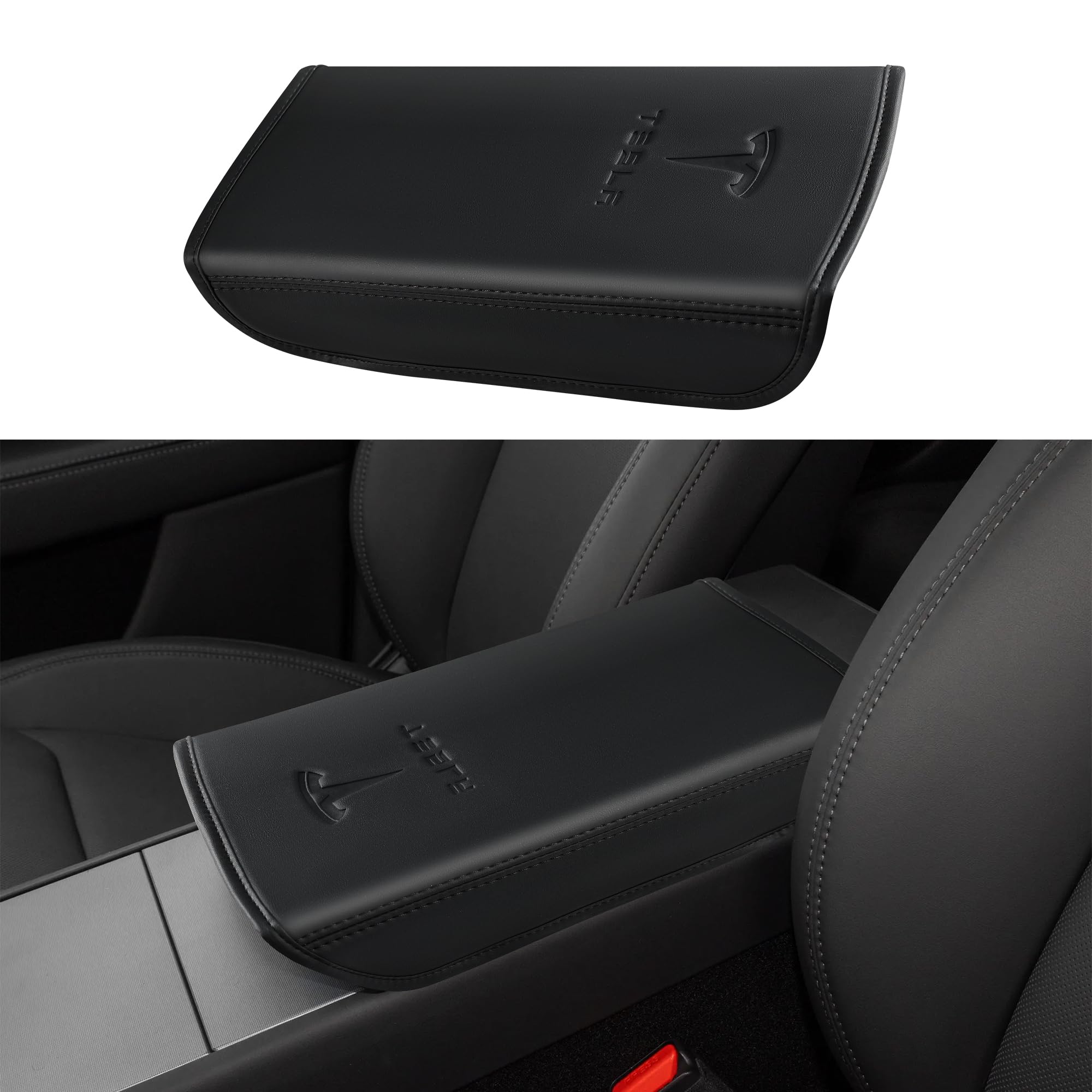 POKUNG center console armrest cover for Model 3/Y with precise fit and protection.