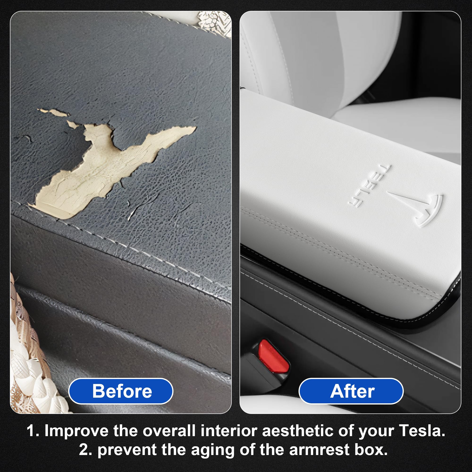 Pokung center-console leather armrest cover delivers durable PU, scratch resistance, and easy cleaning
