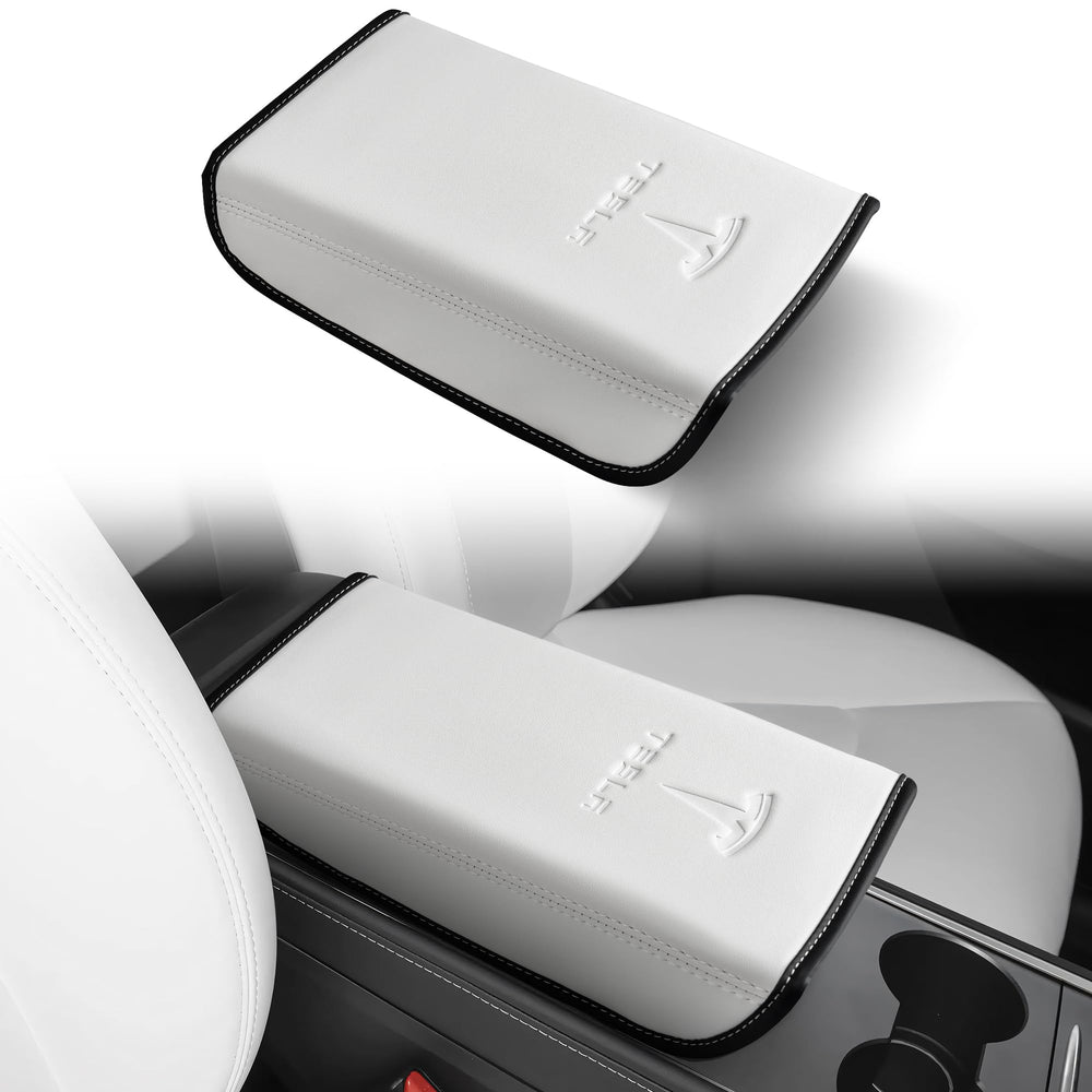 Pokung center-console leather armrest cover for Tesla 3/Y with precise fit and premium look