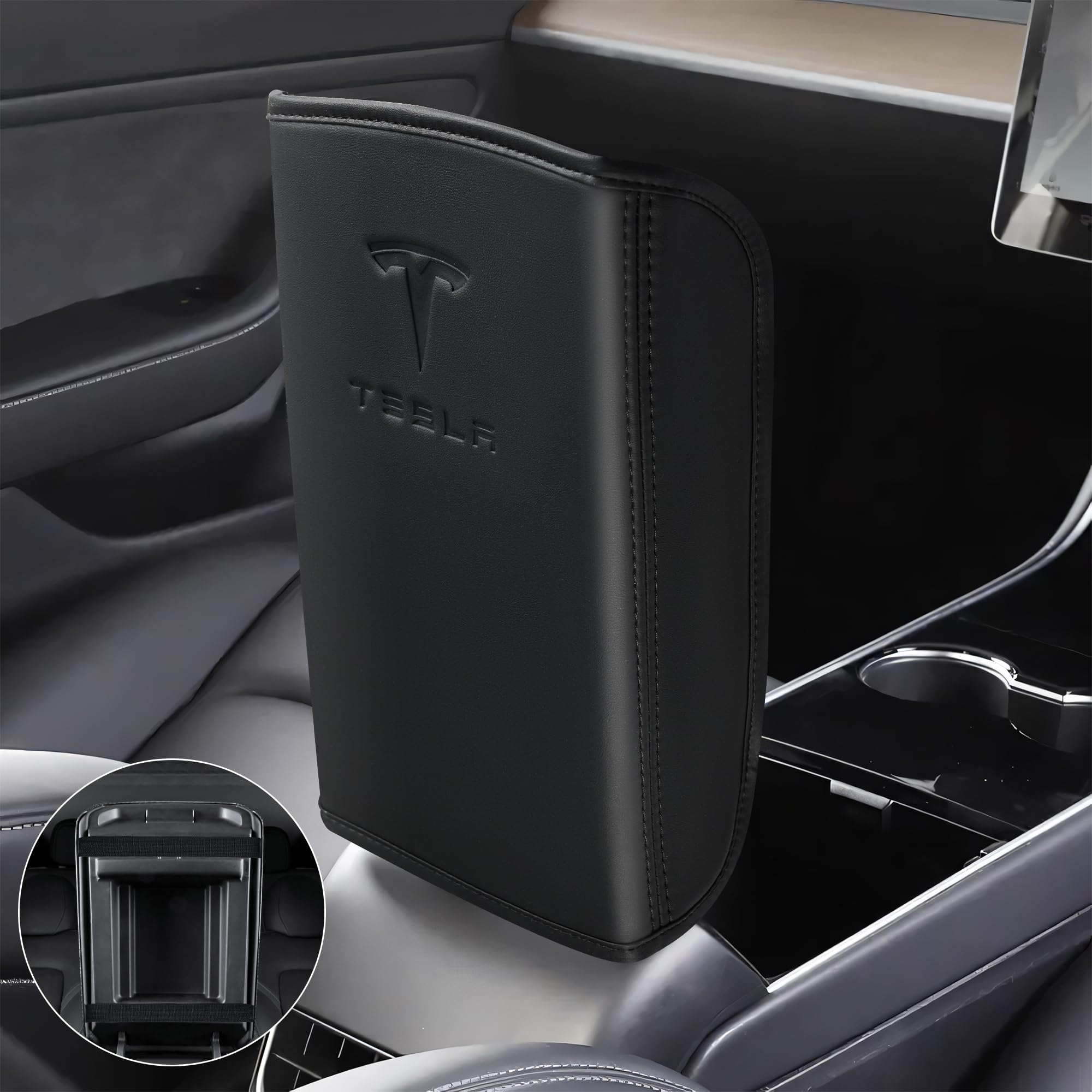 POKUNG center console armrest wipe-clean demo, spill-proof surface in action.