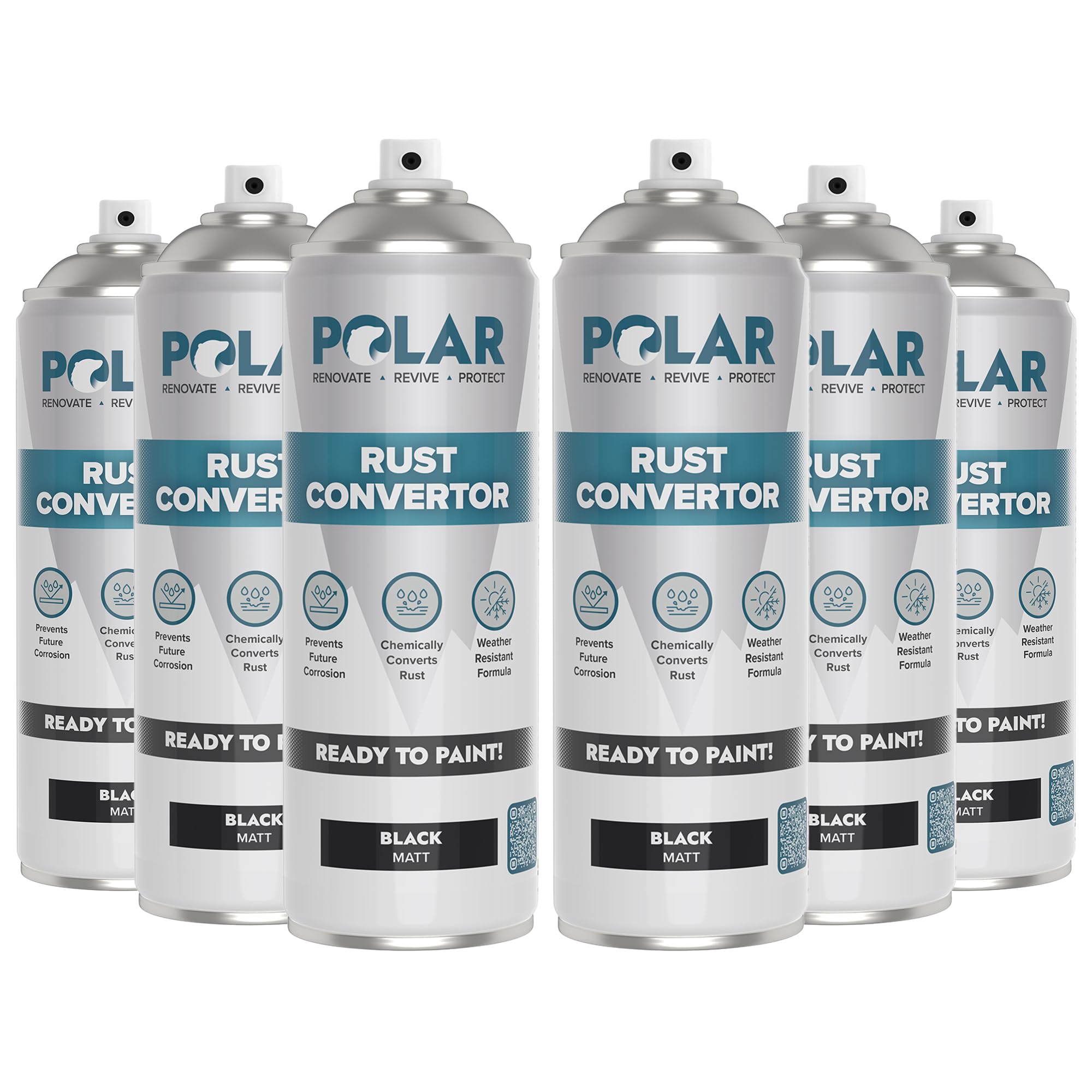 Polar Rust Converter Spray bottle applying matte black finish to rusted metal