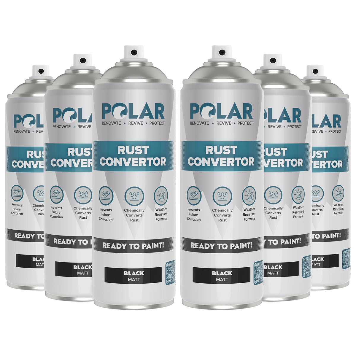 Polar Rust Converter Spray bottle applying matte black finish to rusted metal