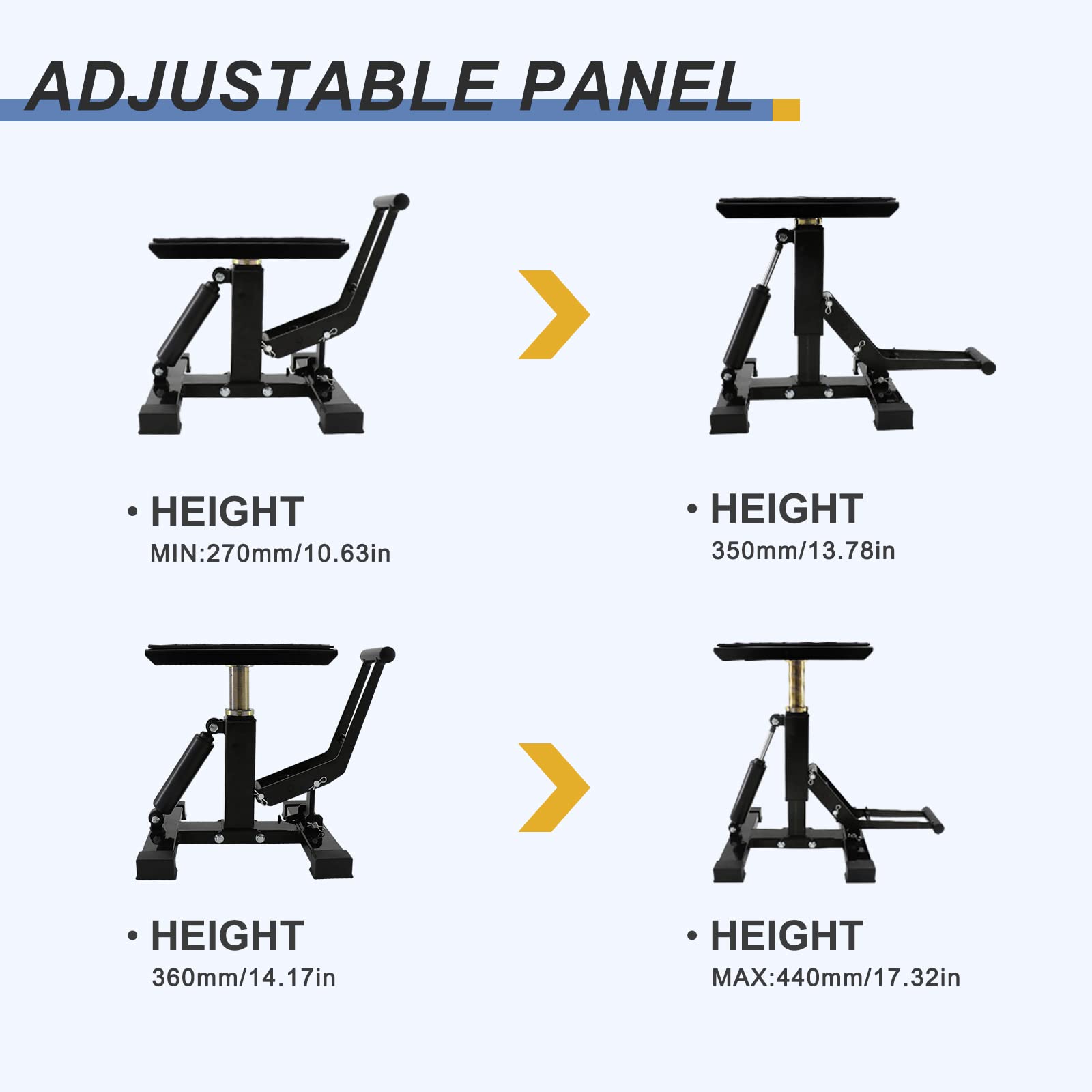 POLARBEAR Dirt Bike Stand damper provides smooth, safe descent.
