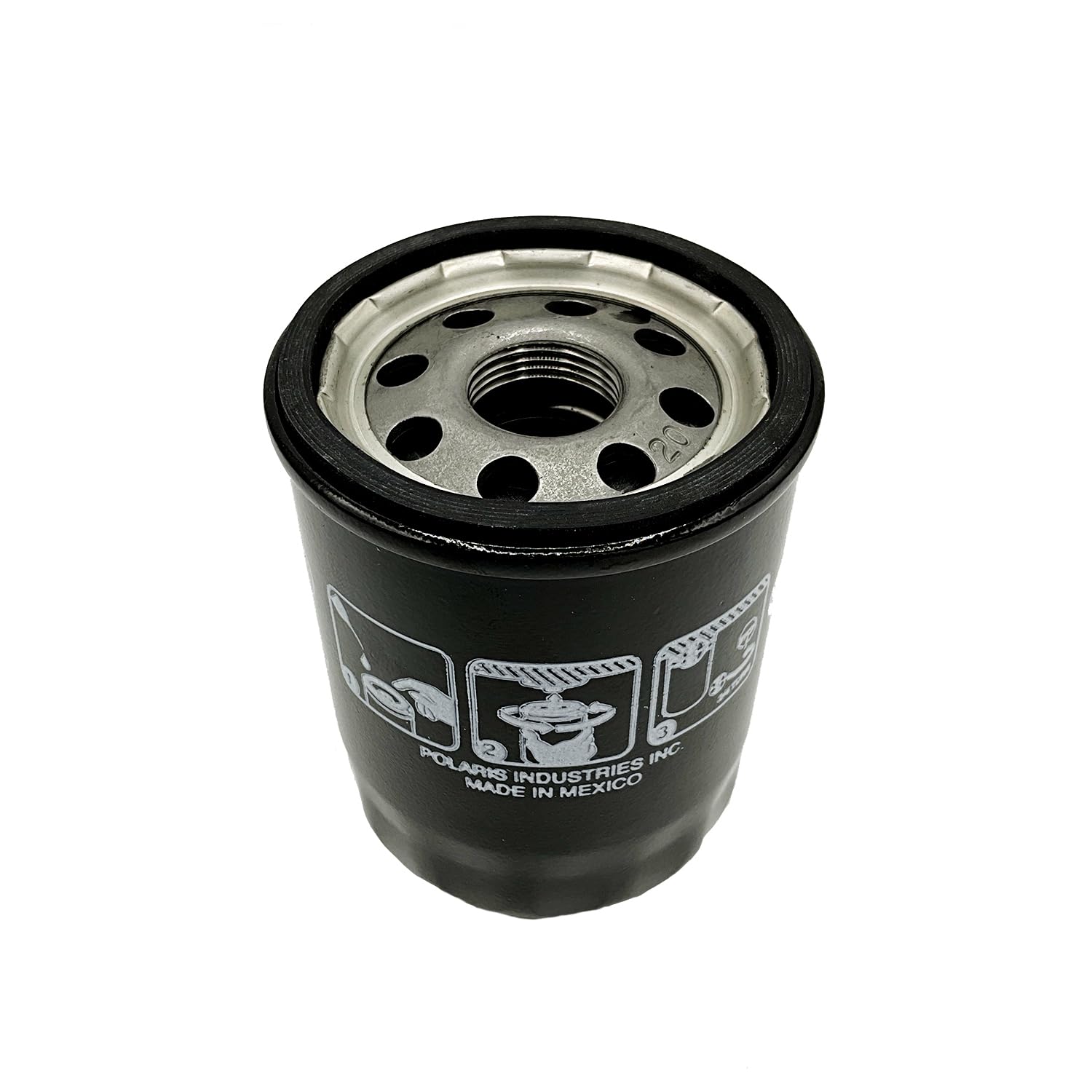 Polaris oil filter installed on engine shows accurate fit for Polaris vehicles