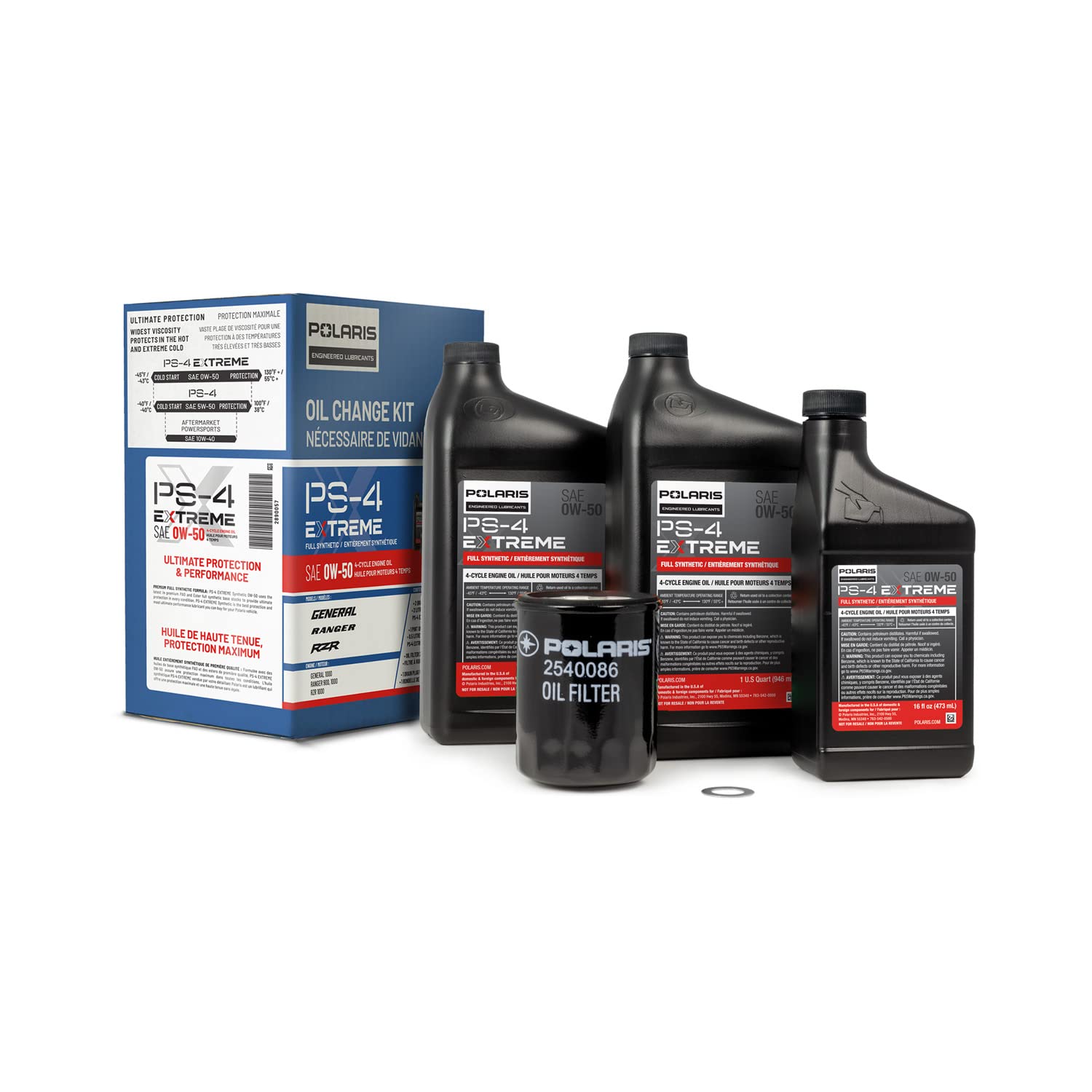 Polaris PS-4 Extreme oil bottle pour showing easy oil change prep