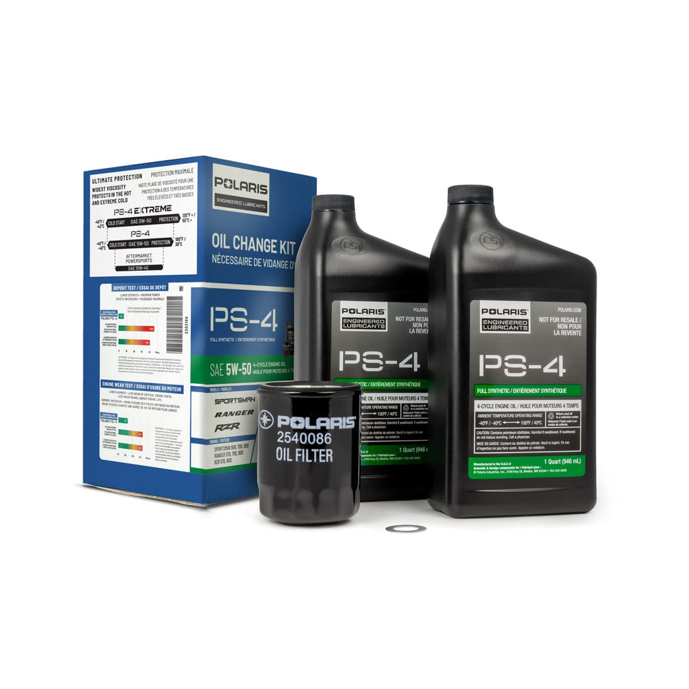 Polaris PS4 oil change kit bottle of 2 quarts 5W-50 oil for reliable engine protection.