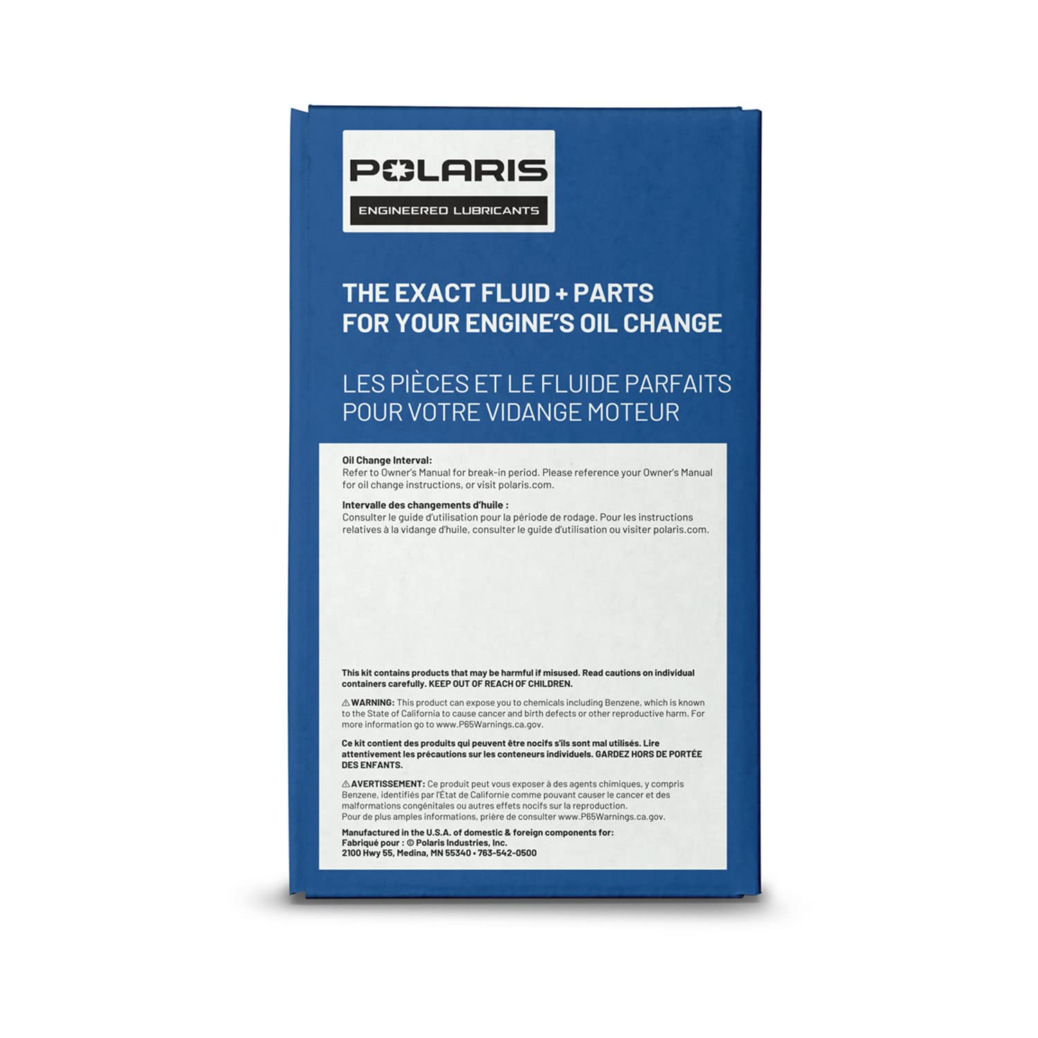Polaris PS4 oil change kit sturdy packaging keeps components organized.