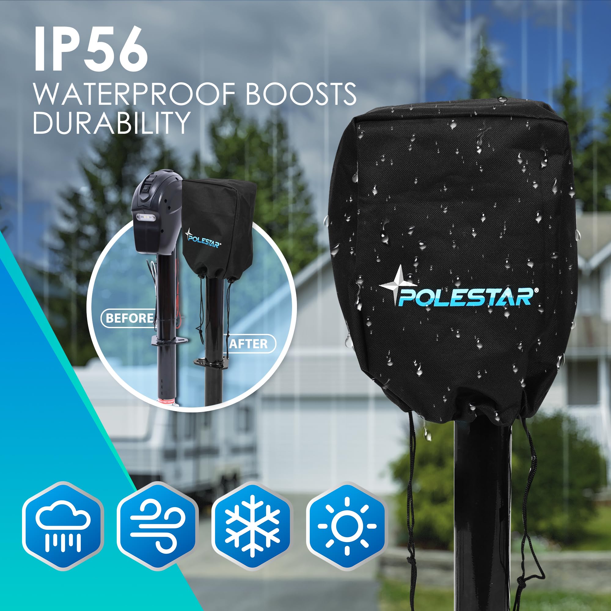 POLESTAR Electric Trailer Jack lift in action demonstrates smooth operation.