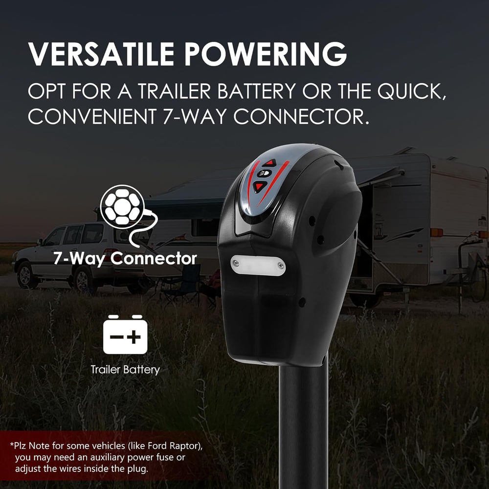 POLESTAR heavy-duty lift stabilizes on uneven ground for easier setup.