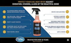 Poli Glow Poli Slick Seal delivers a mirror-like gloss on vehicle exterior surfaces.