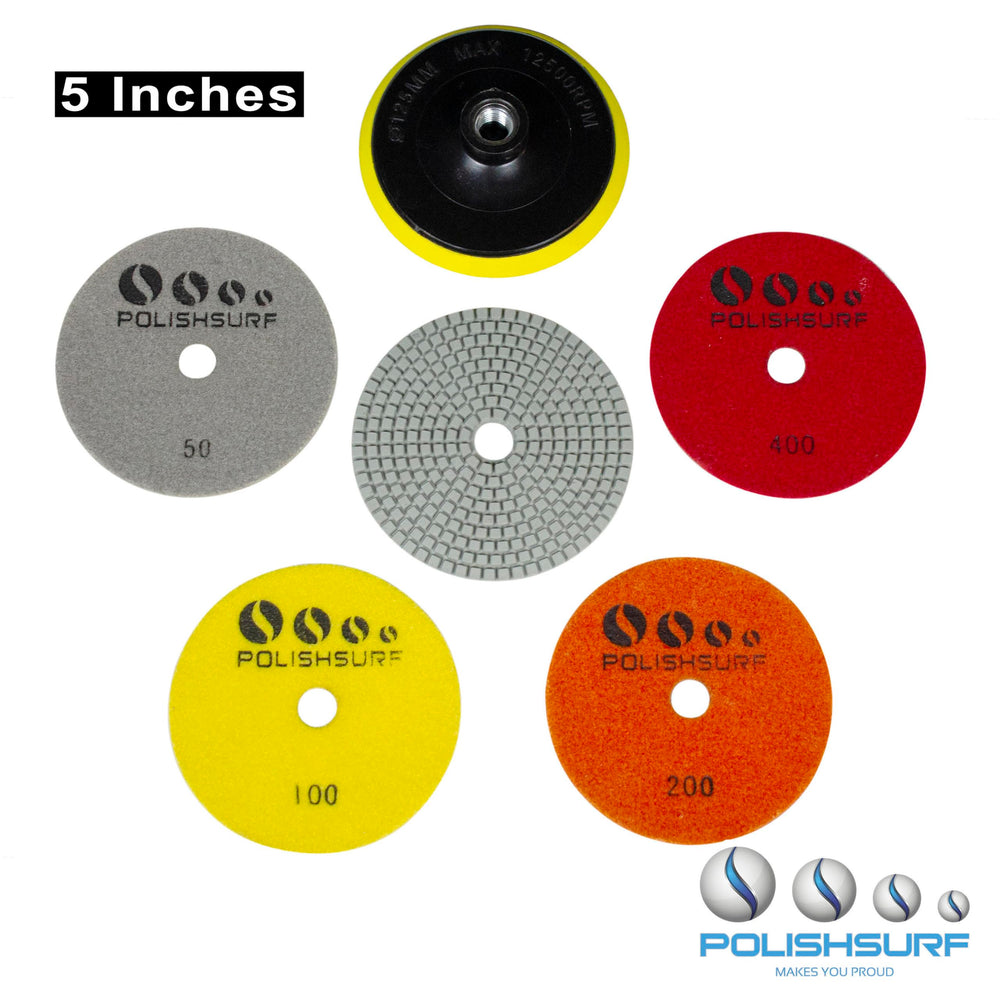 POLISHSURF dry polishing kit and pads for versatile stone finishing