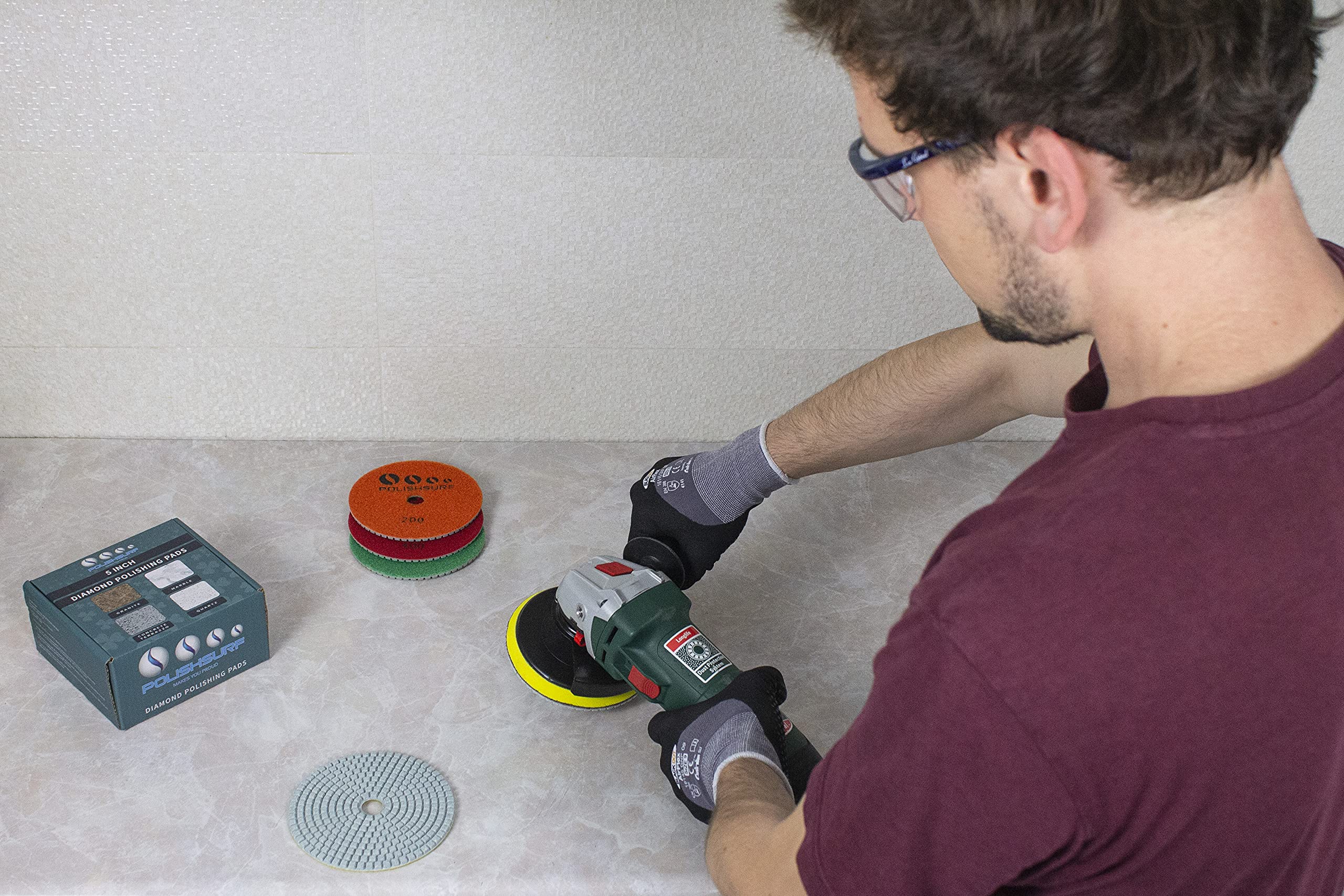 POLISHSURF 5-inch backing pad ready for pad changes